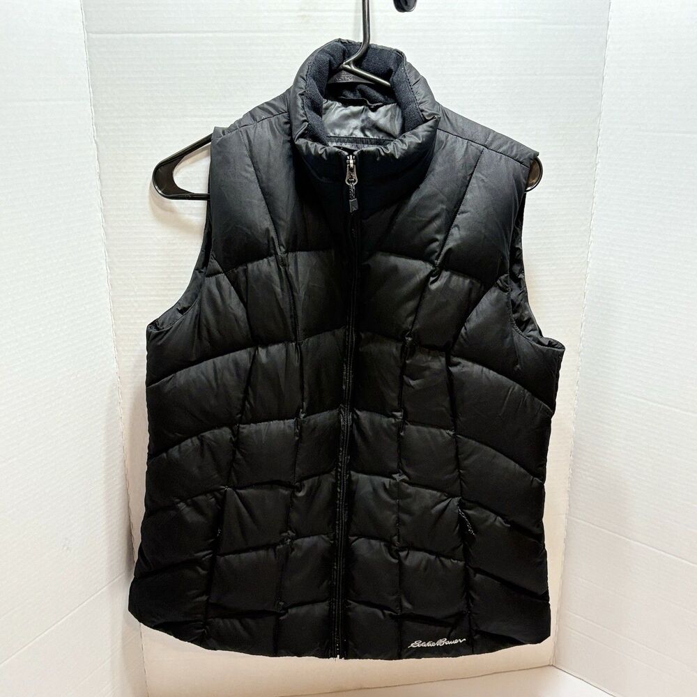 Eddie Bauer EB650 Lightweight Packable Down Puffer Black Vest Women’s Size M